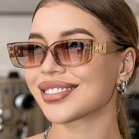 Street-style Hollow-out Diamond-chain Square-frame Sunglassesstylish